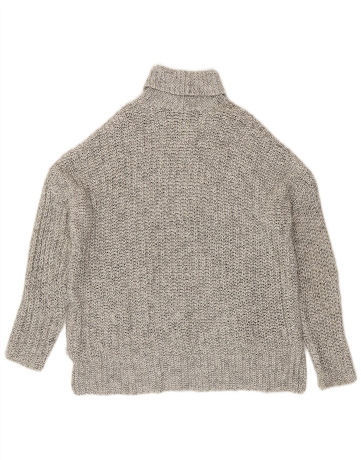 Zara Pull surdimensionné à col roulé pour femme UK 14 Gris moyen moucheté