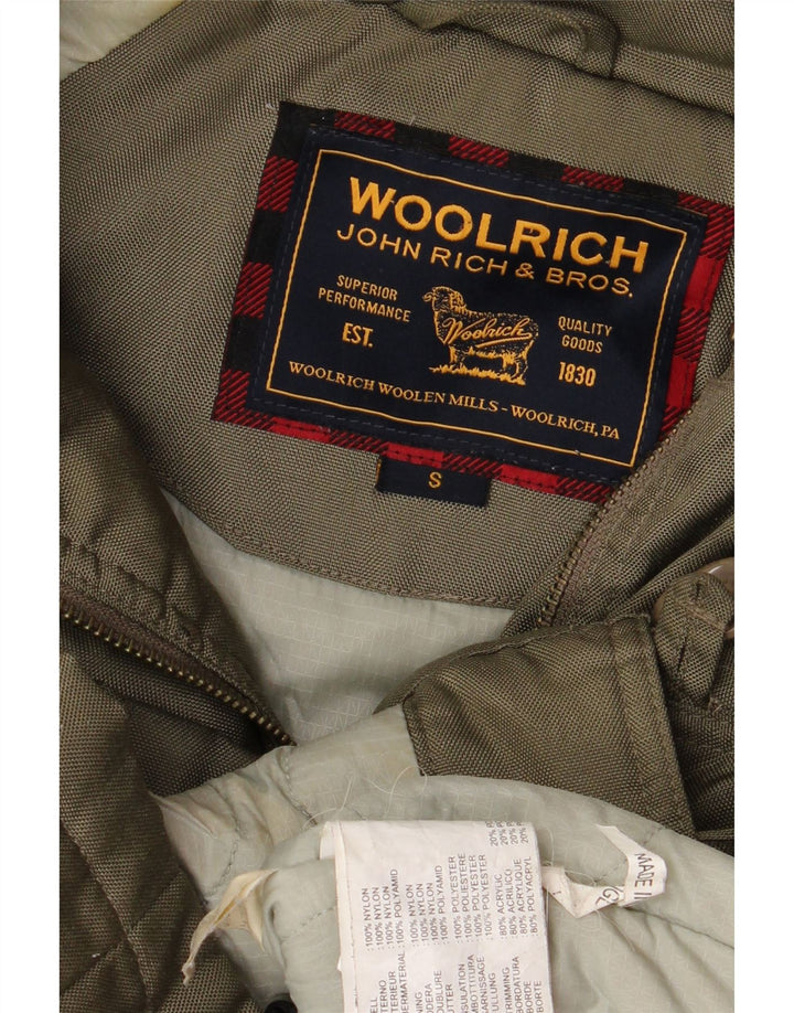 Woolrich Parka à capuche pour femme UK 10 Small Kaki Nylon