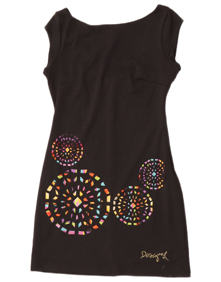 Desigual Robe droite graphique pour femme UK 14 Large Noir Géométrique