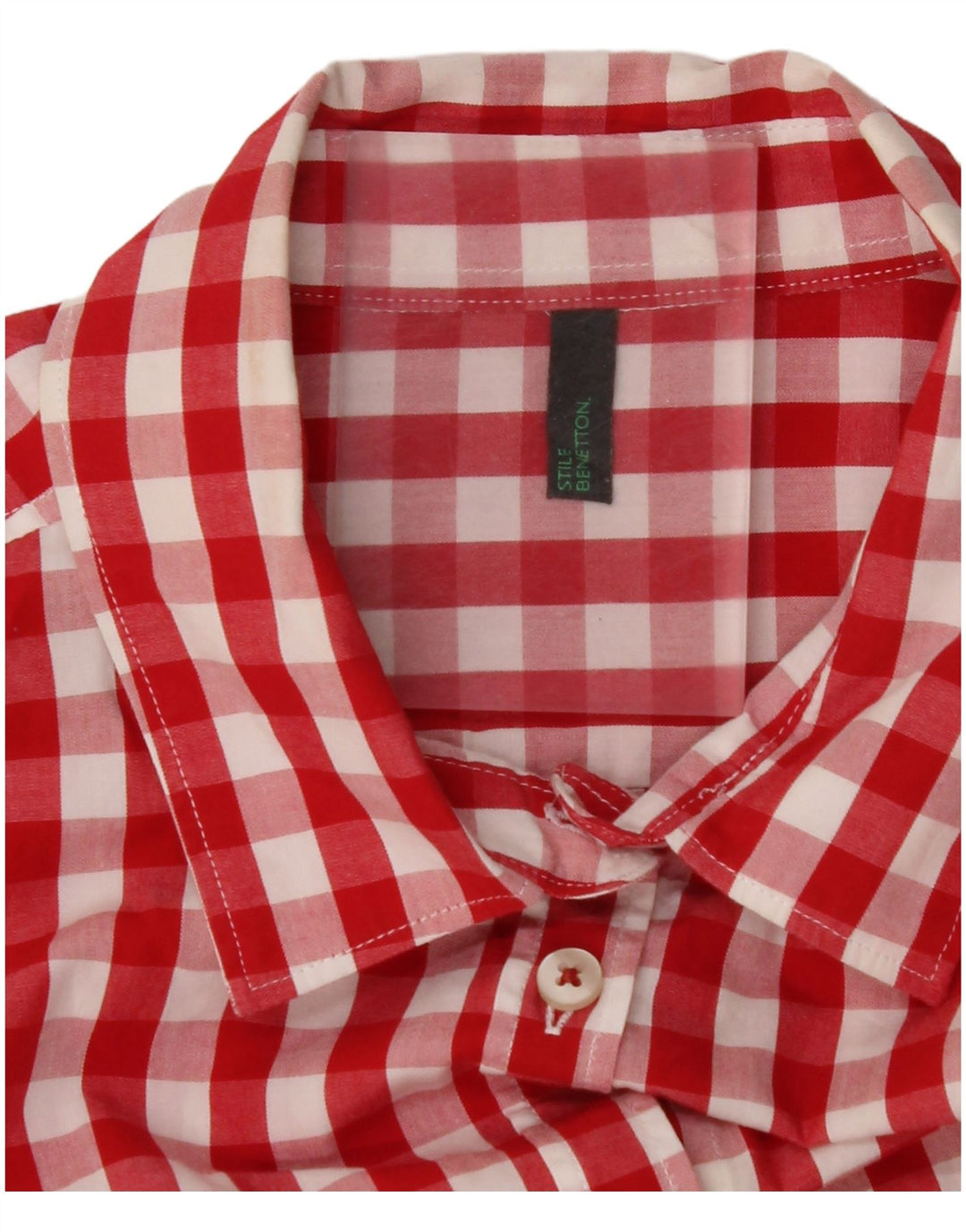 BENETTON Chemise à manches courtes pour femme UK 14 Medium Red Check