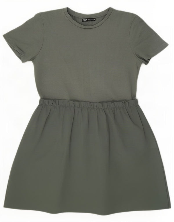 Zara Robe trapèze pour femme UK 12 Vert moyen