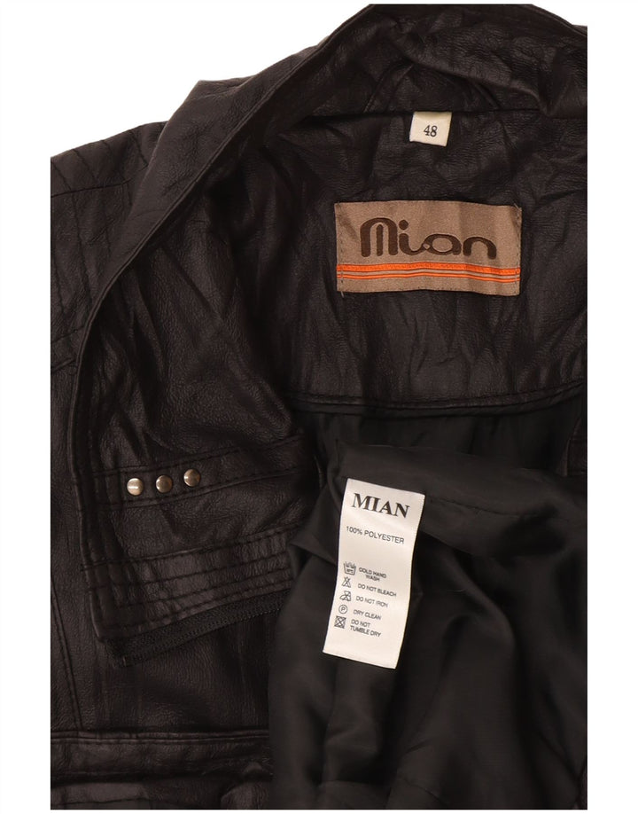 veste en simili cuir homme vintage IT 48 Polyester noir moyen