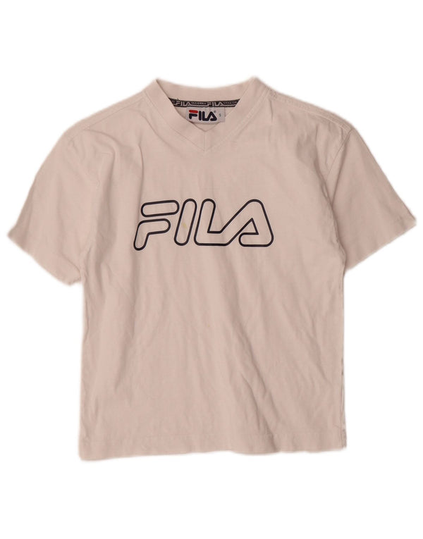 Fila Womens Crop Graphic T-Shirt Top UK 10 Petit Blanc Coton