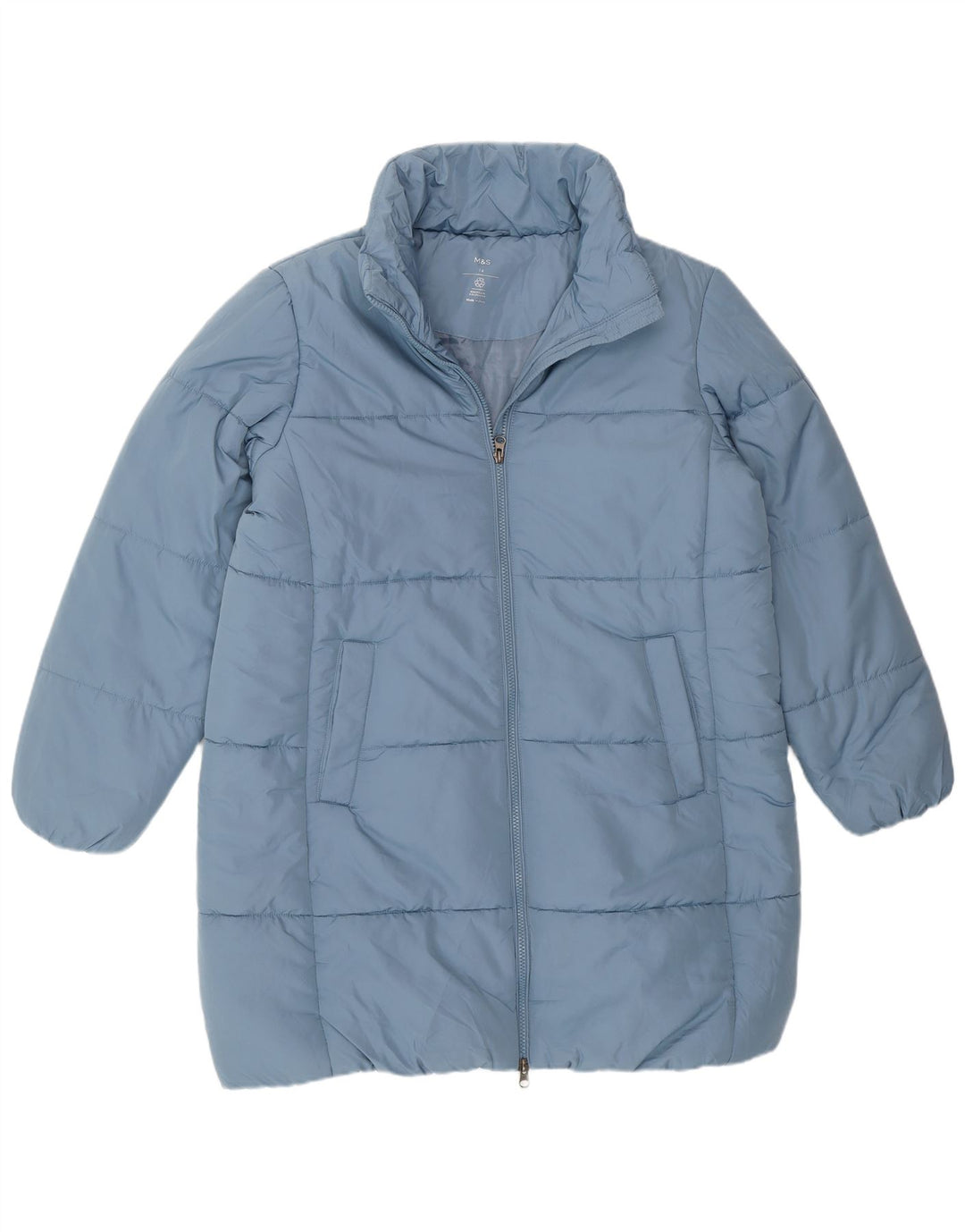 Marks & Spencer Veste matelassée pour femme UK 14 Large Bleu Polyester