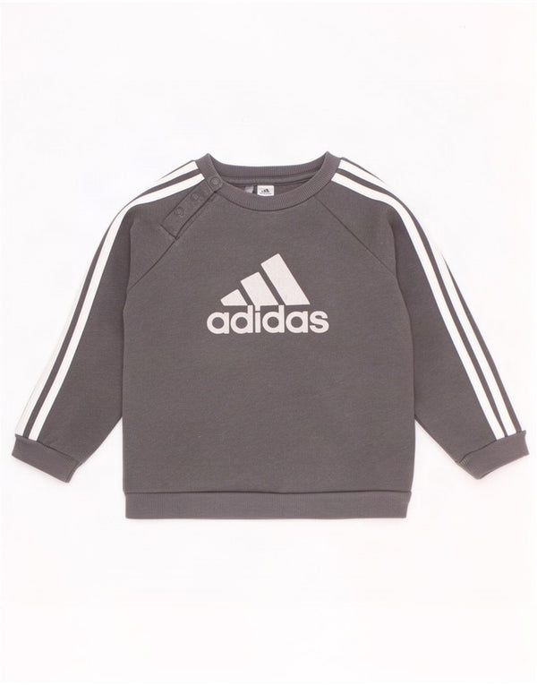 Adidas Sweat-shirt graphique pour bébé garçon 9-12 mois Gris Coton