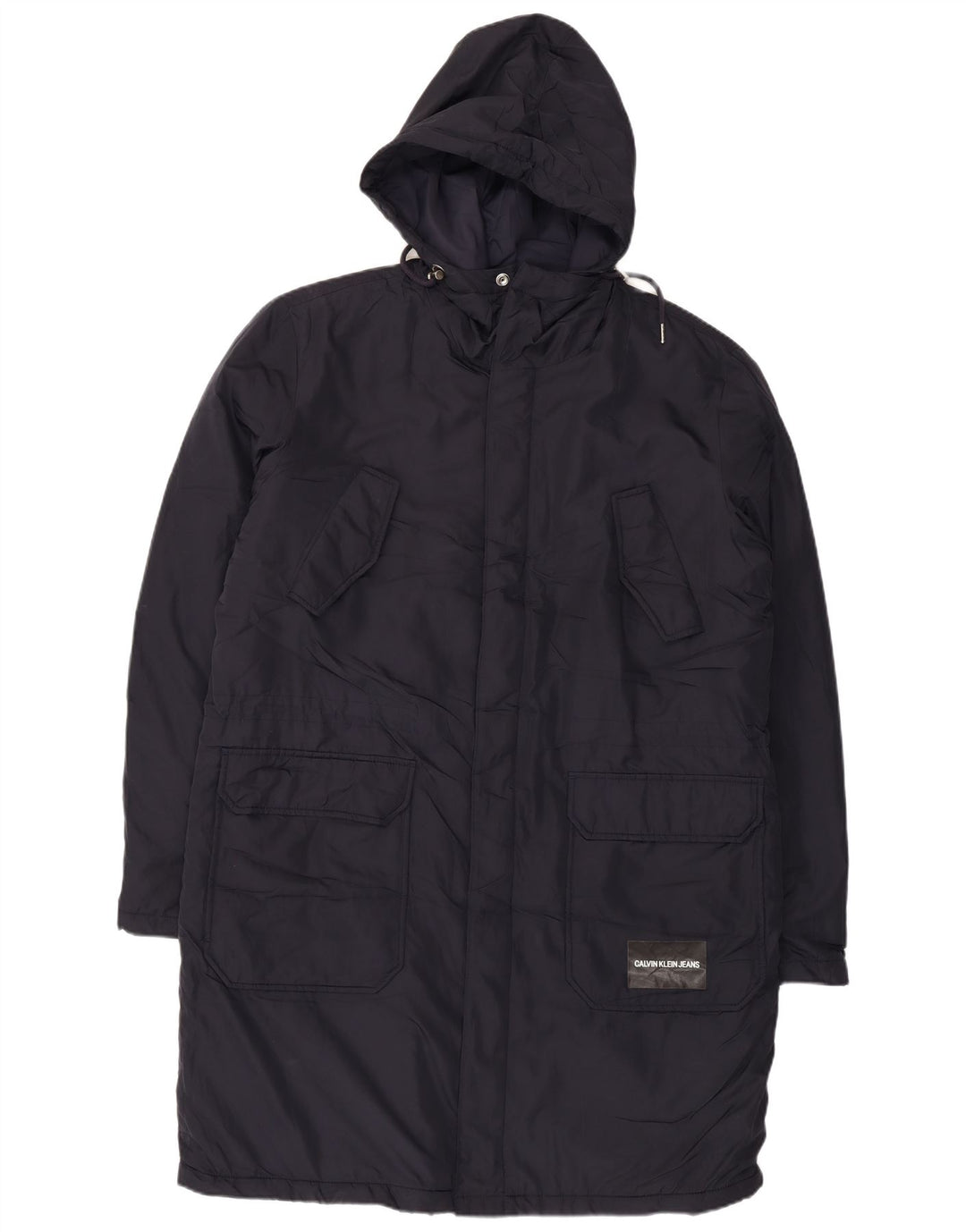 Calvin Klein Jeans Manteau rembourré à capuche pour homme UK 40 Large Bleu marine Polyester