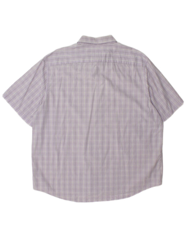 Lacoste Chemise à manches courtes pour hommes Taille 46 2XL Coton à carreaux violet