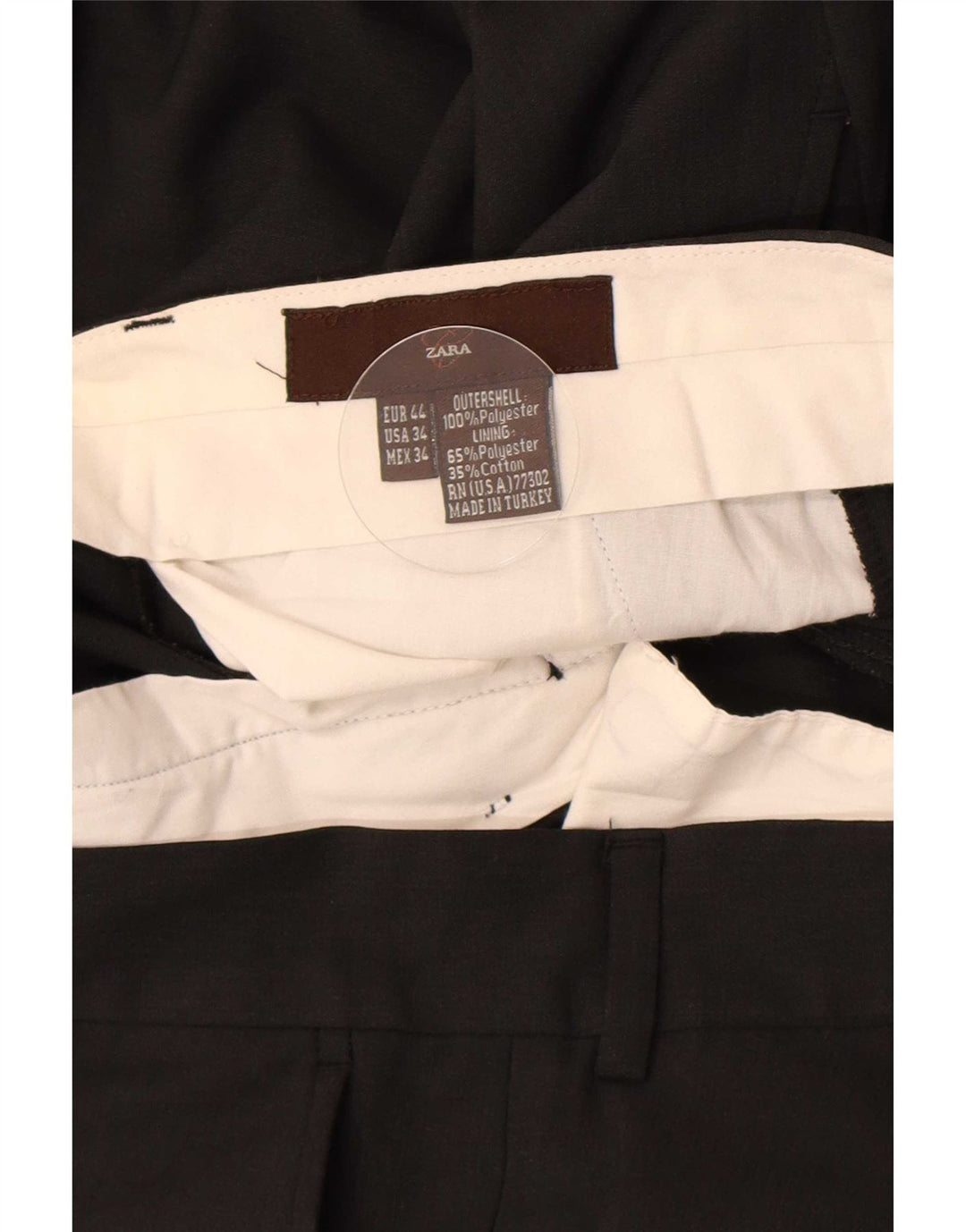 Zara Pantalon de costume droit pour homme EU 44 Large W34 L27 Noir Polyester