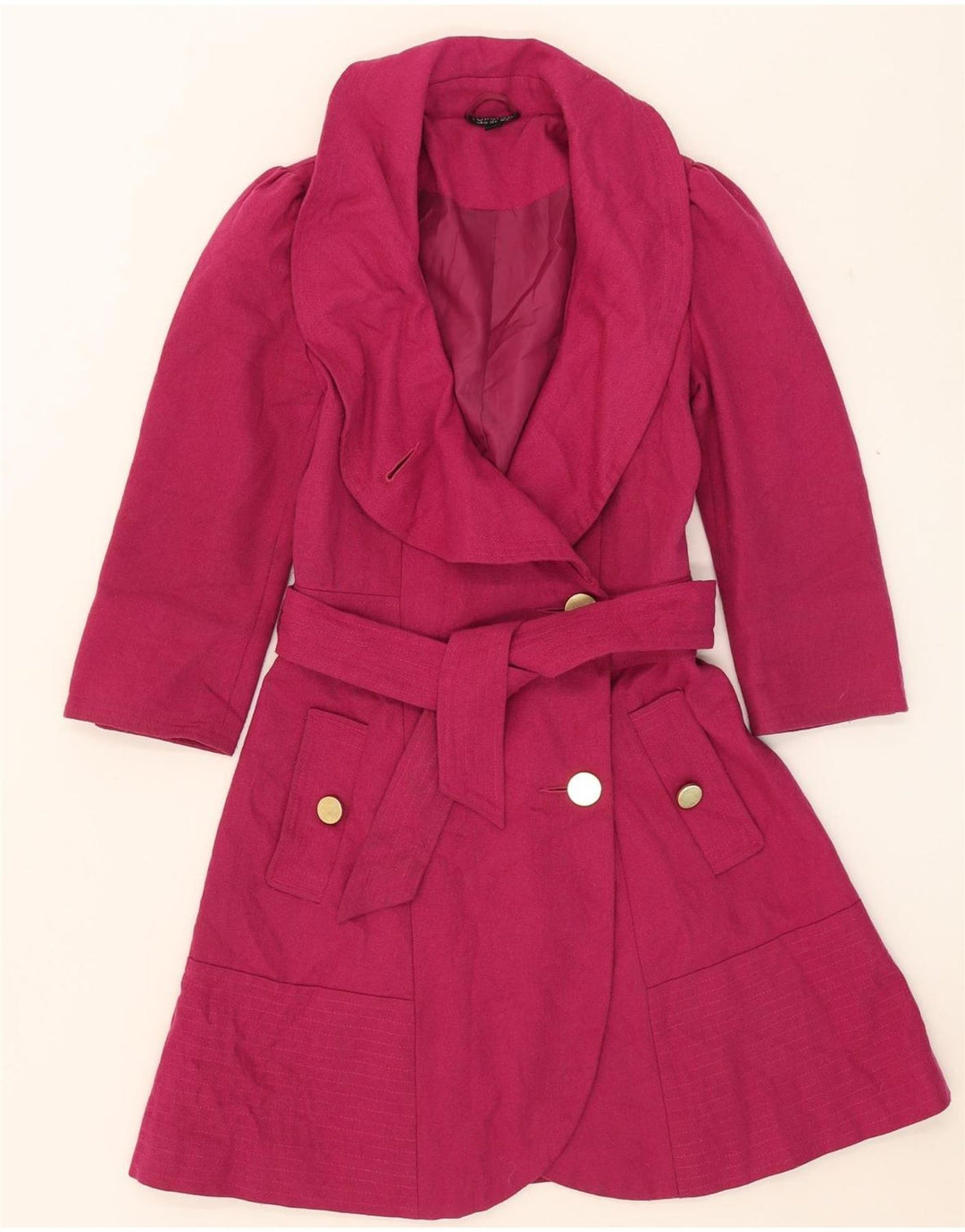 Topshop Manteau Femme UK 8 Petite Laine Rose
