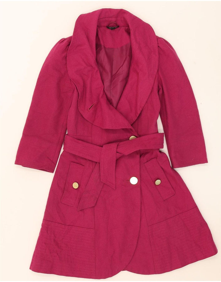 Topshop Manteau Femme UK 8 Petite Laine Rose