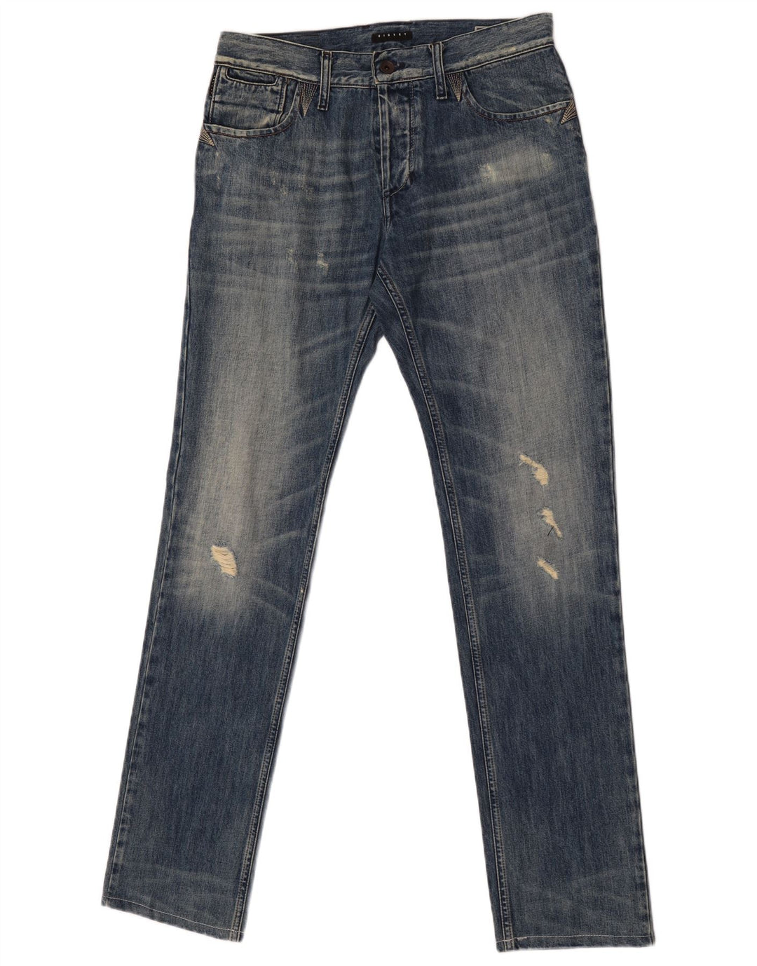 Sisley Jean Slim effet vieilli W31 L33 bleu coton