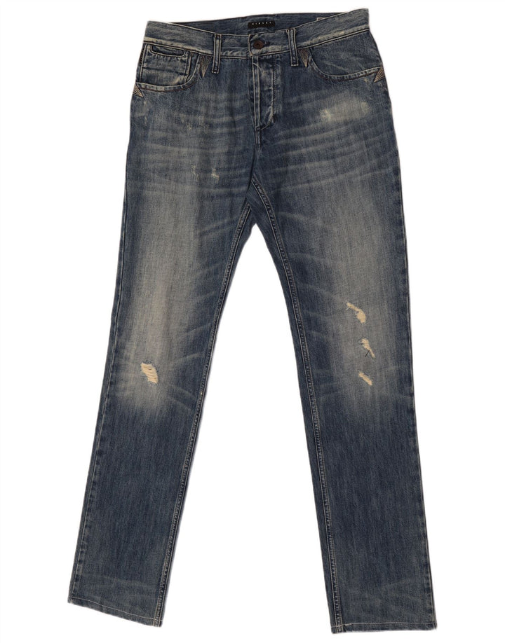Sisley Jean Slim effet vieilli W31 L33 bleu coton