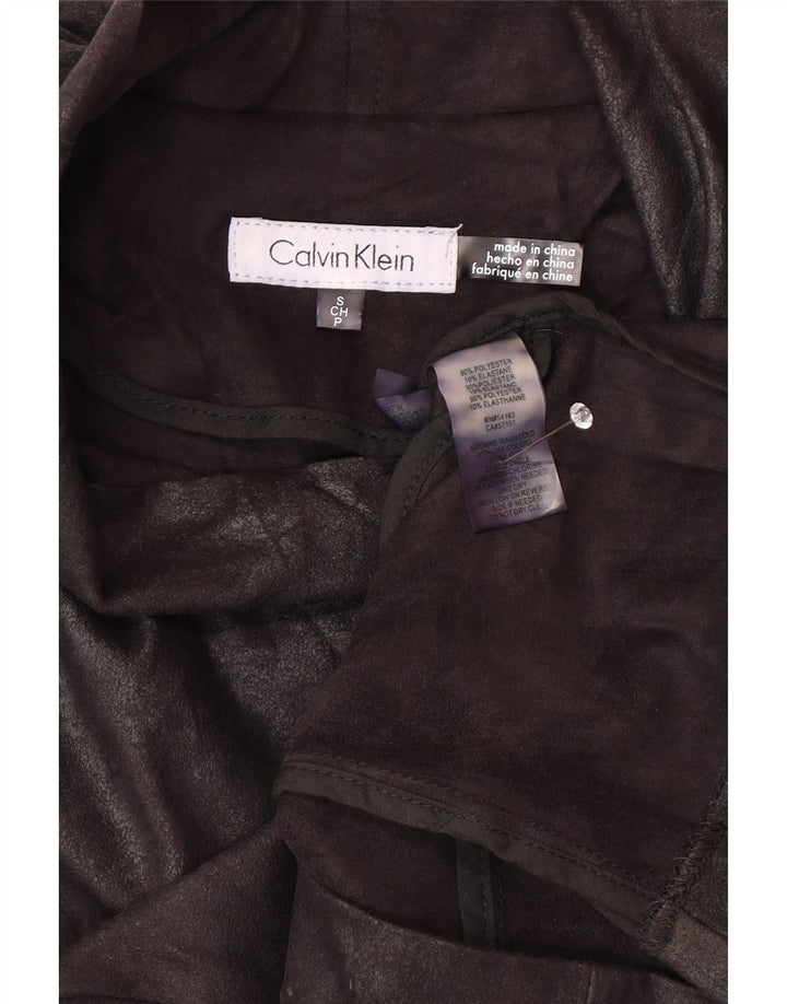 Calvin Klein Veste bomber en similicuir pour femme UK 10 Petit motard noir