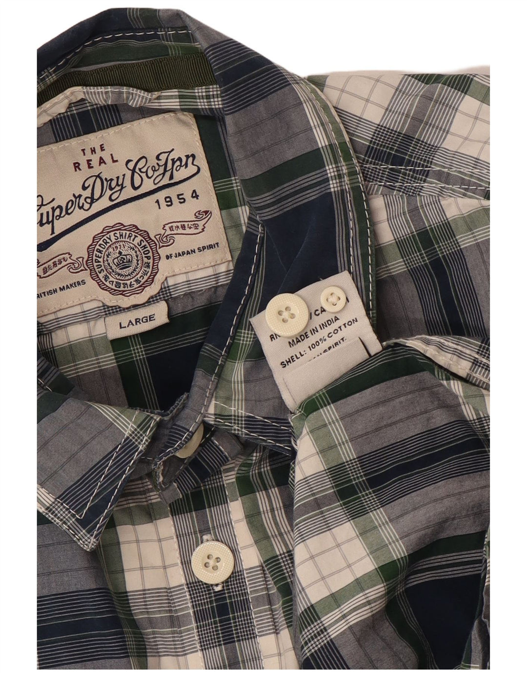 SUPERDRY Chemise Homme Grand Carreau Bleu Marine Coton