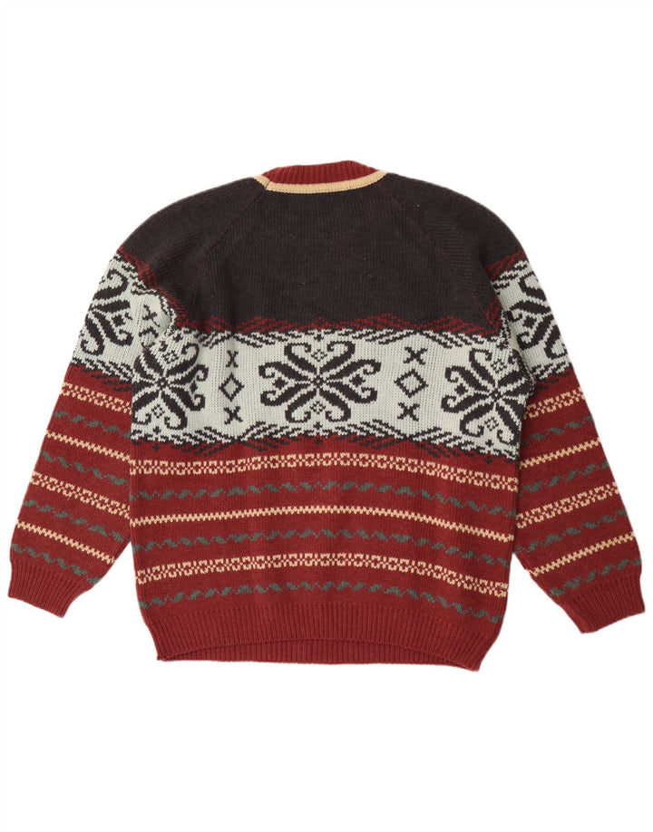 Lemon Pull à col rond pour homme XL en laine Fair Isle multicolore