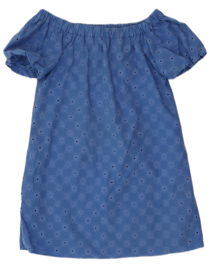 Zara Femme Mini Robe à épaules Dénudées UK 10 Petit Bleu