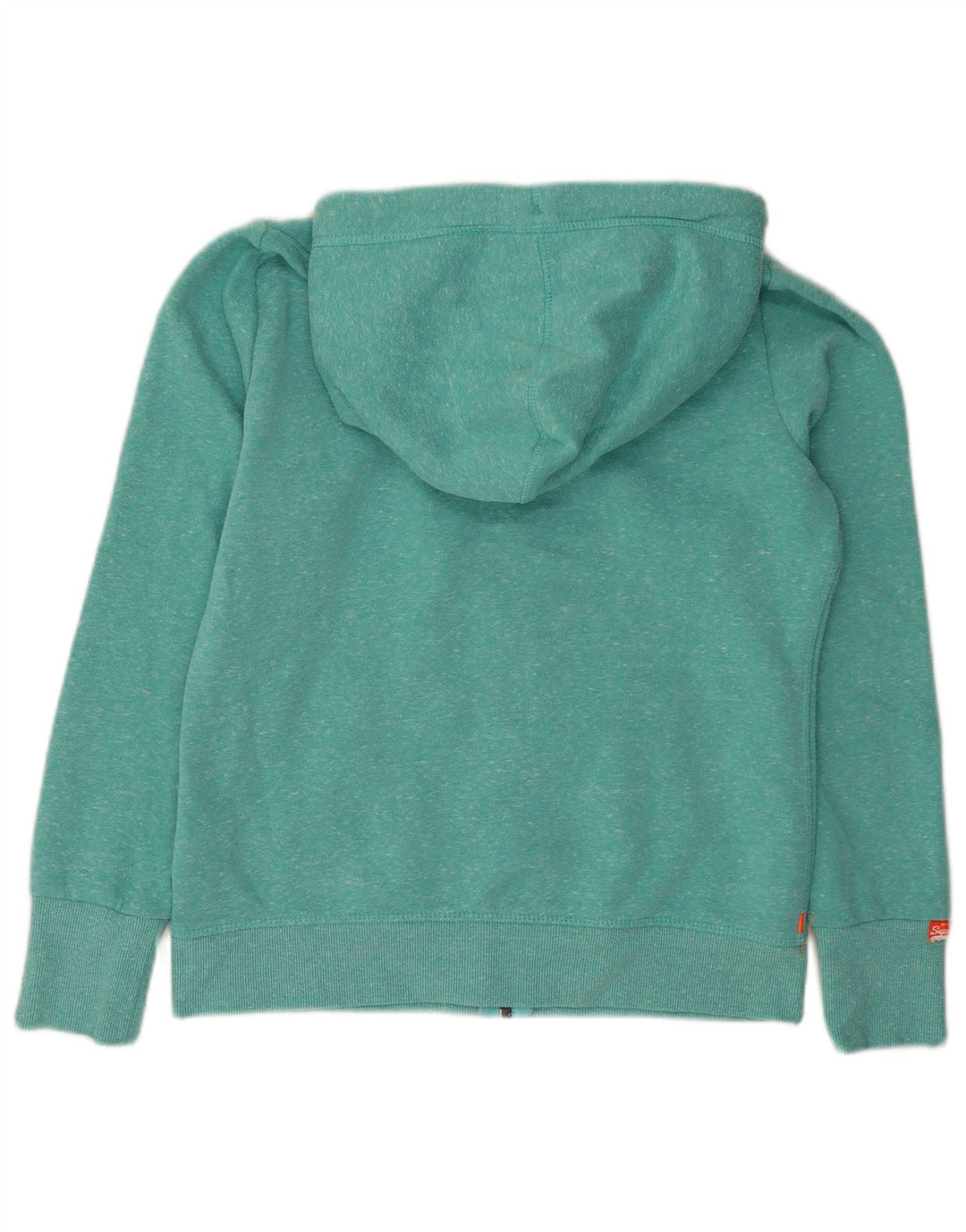 SUPERDRY Pull à capuche zippé pour femme UK 14 Large Polyester moucheté turquoise