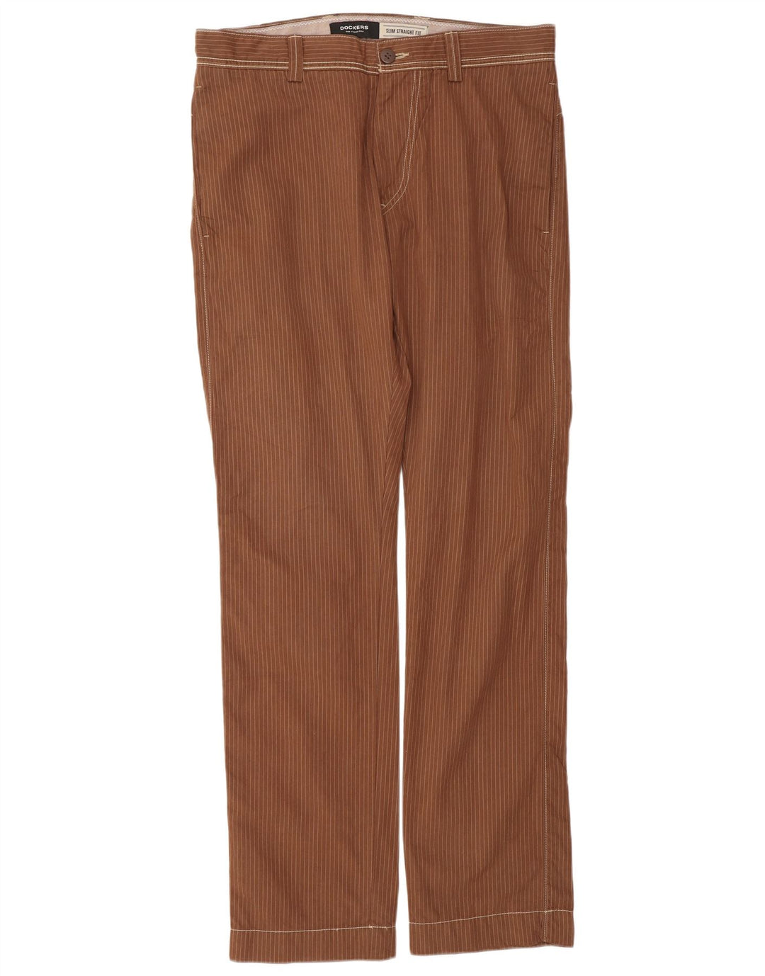 DOCKERS Pantalon Chino Slim Fit Homme W34 L34 Marron Pinstripe Classique