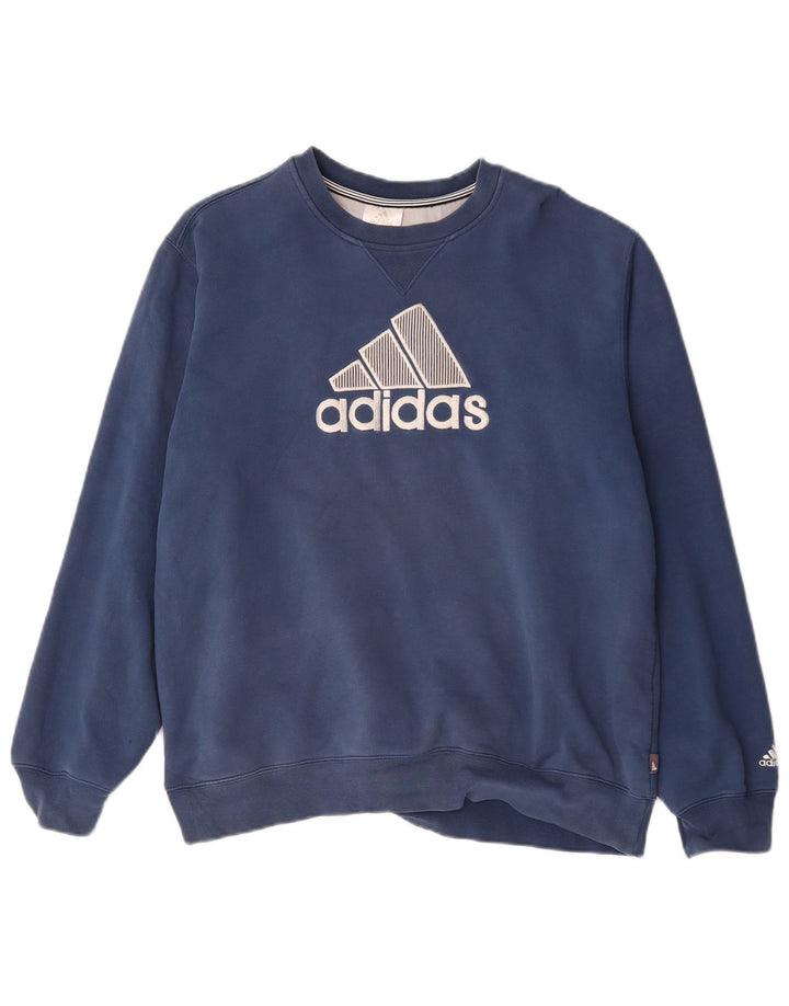 Adidas Sweat-shirt graphique pour homme en coton bleu marine Taille L