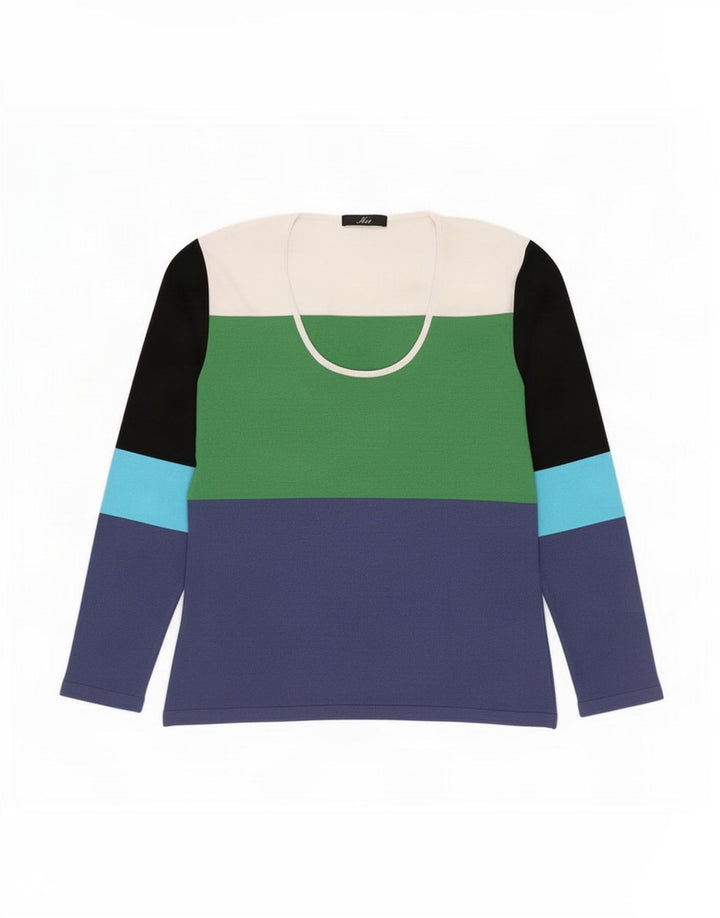 Fay Haut à manches longues pour femme UK 44 Large Multicolore Colourblock Viscose
