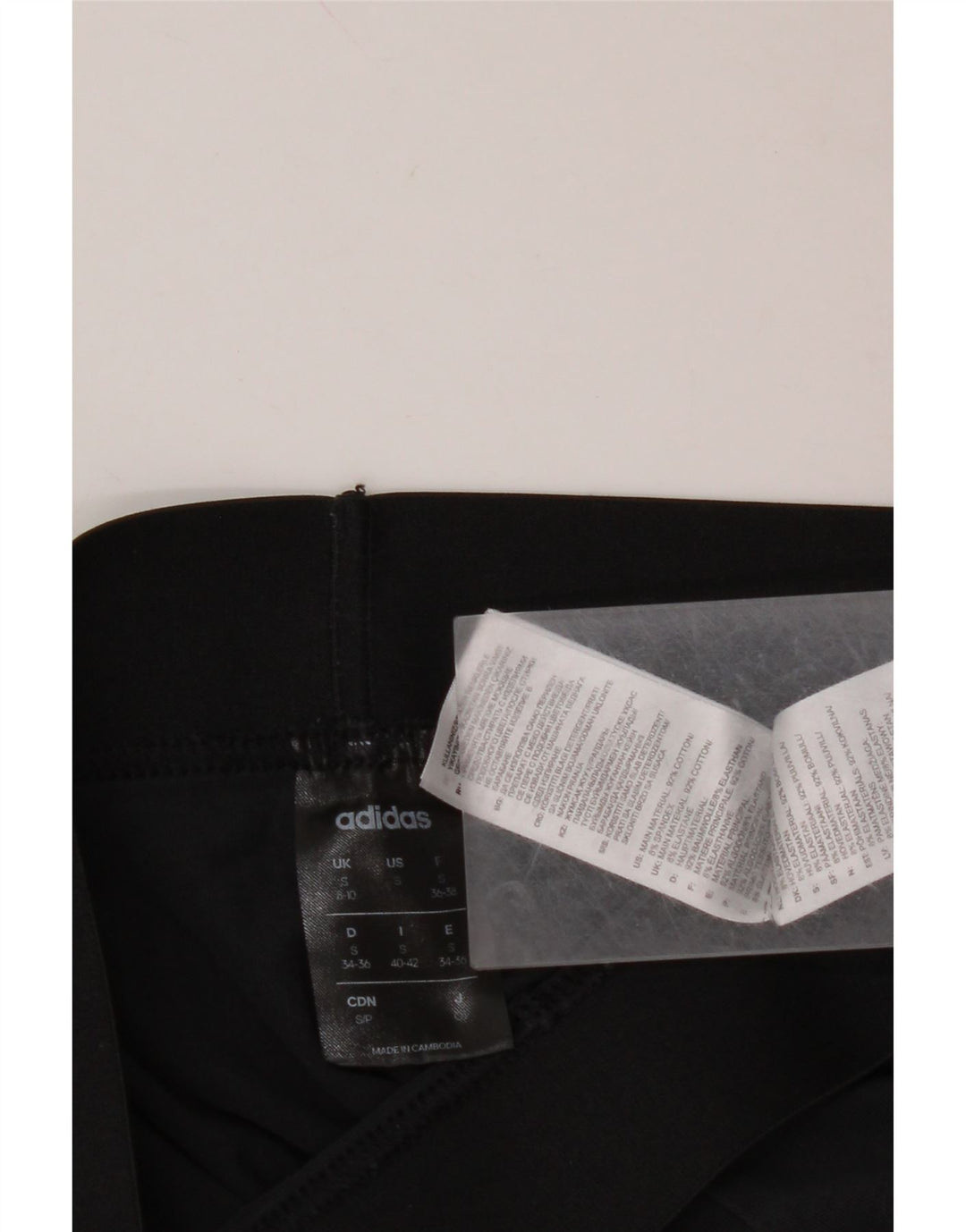 ADIDAS Leggings Femme UK 10 Petit Coton Noir