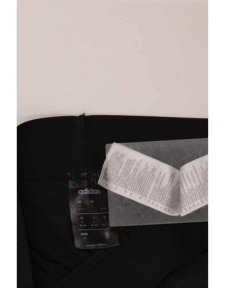 ADIDAS Leggings Femme UK 10 Petit Coton Noir