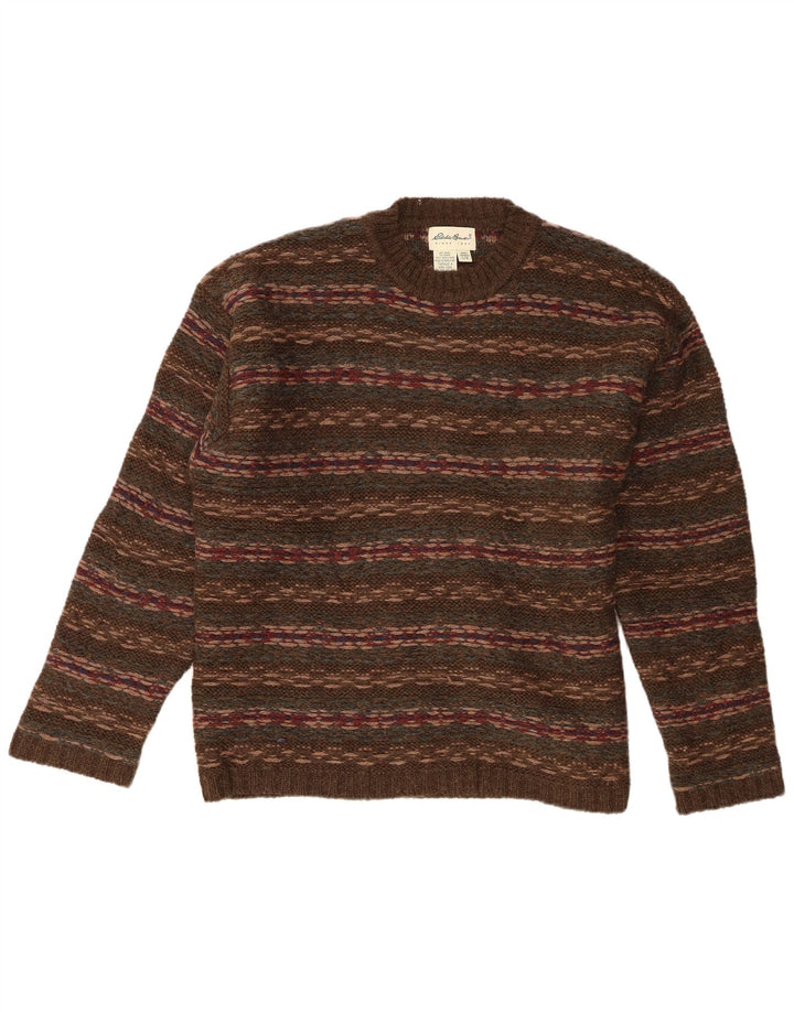 Eddie Bauer Pull à col rond coupe classique pour homme, grandes rayures kaki