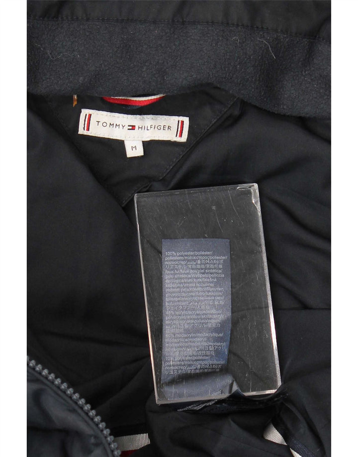 Tommy Hilfiger Manteau rembourré à capuche pour femme UK 14 Bleu marine moyen Polyester