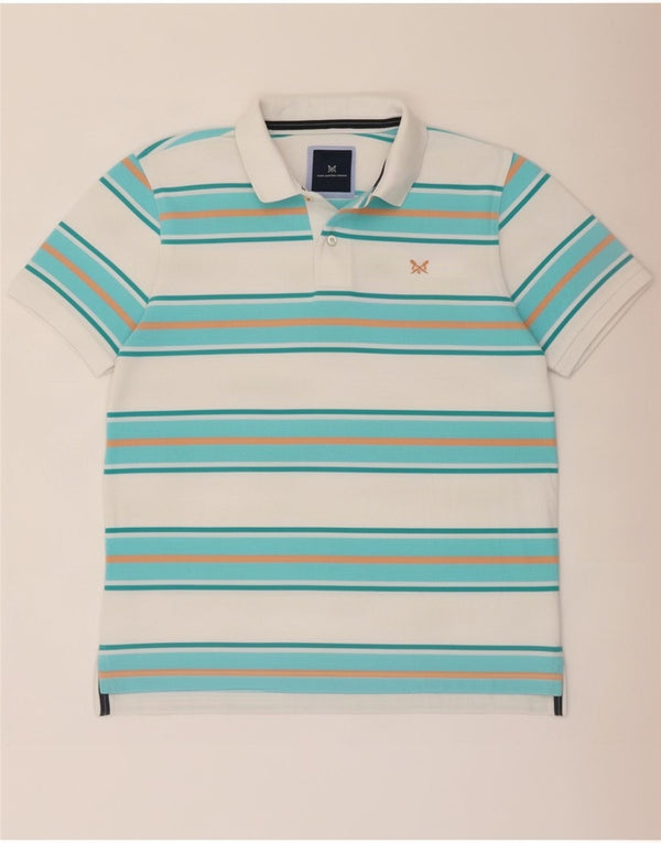 Crew Clothing Polo Homme Coton Rayé Bleu Moyen