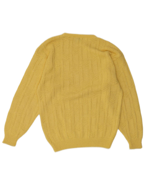 Stefanel Pull col rond pour femme UK 10 Petit jaune géométrique