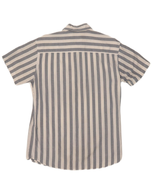 Jack & Jones Chemise à Manches Courtes Homme Bleu Moyen Rayé Coton