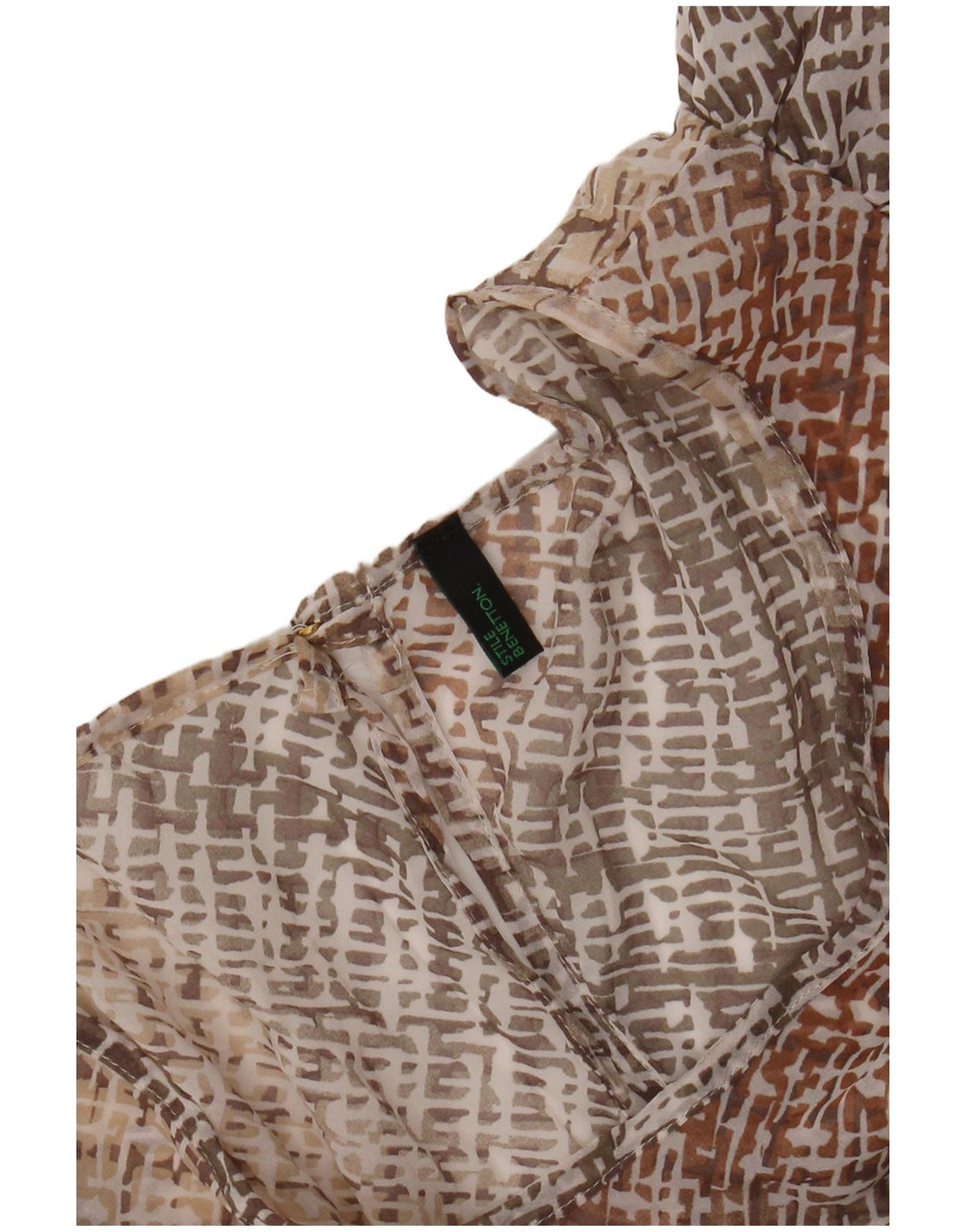 BENETTON Robe trapèze chauve-souris pour femme UK 12 à carreaux beige moyen