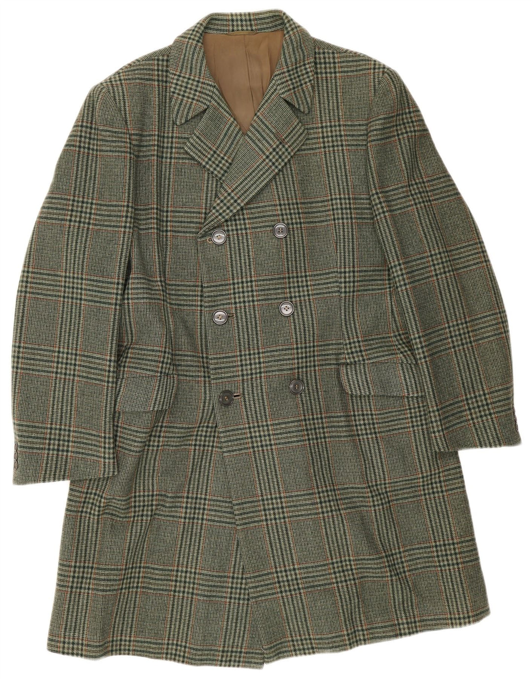 Marzotto Manteau croisé pour homme UK 38 Pied de poule vert moyen