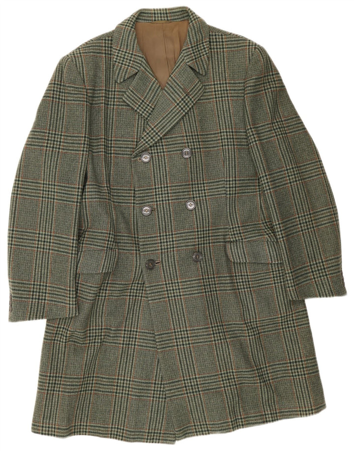 Marzotto Manteau croisé pour homme UK 38 Pied de poule vert moyen