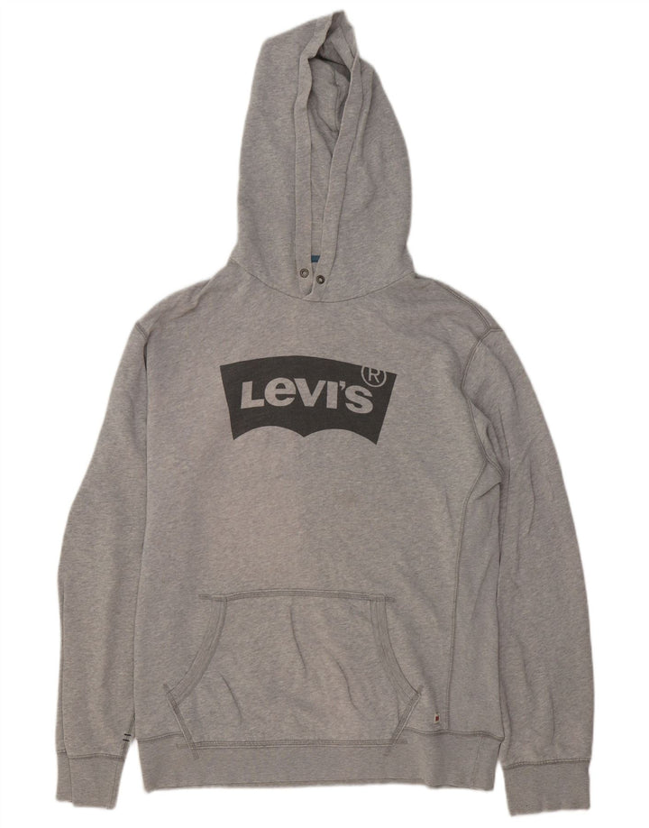 Levi's Pull à Capuche Graphique Homme Gris Coton Large