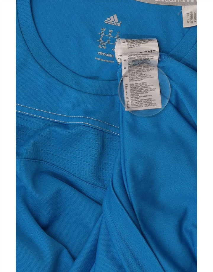 Adidas Hommes Climalite Top Manches Longues XL Bleu Polyester