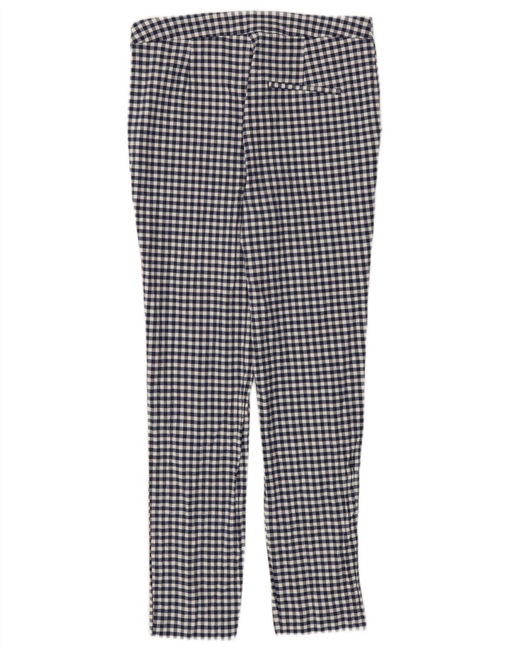 ZARA Womens Slim Chino Trousers Medium W28 L26 Navy Blue Gingham
