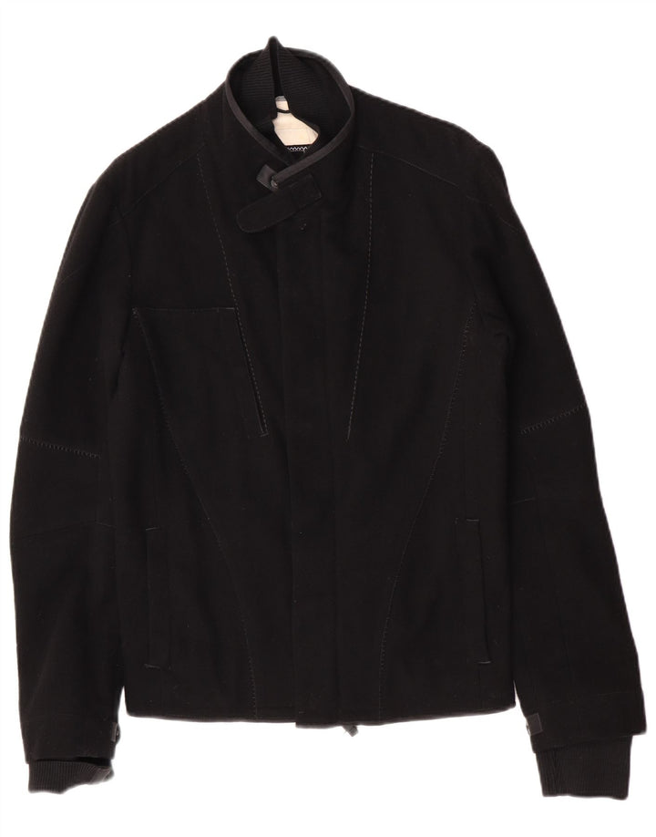 Marithé François Girbaud Veste Bomber Homme UK 38 Laine Vierge Noire Moyenne