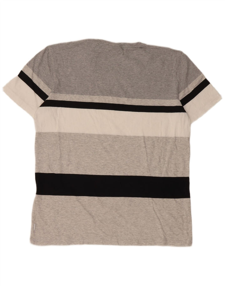 Adidas T-Shirt Homme Haut Grand Coton Rayé Gris