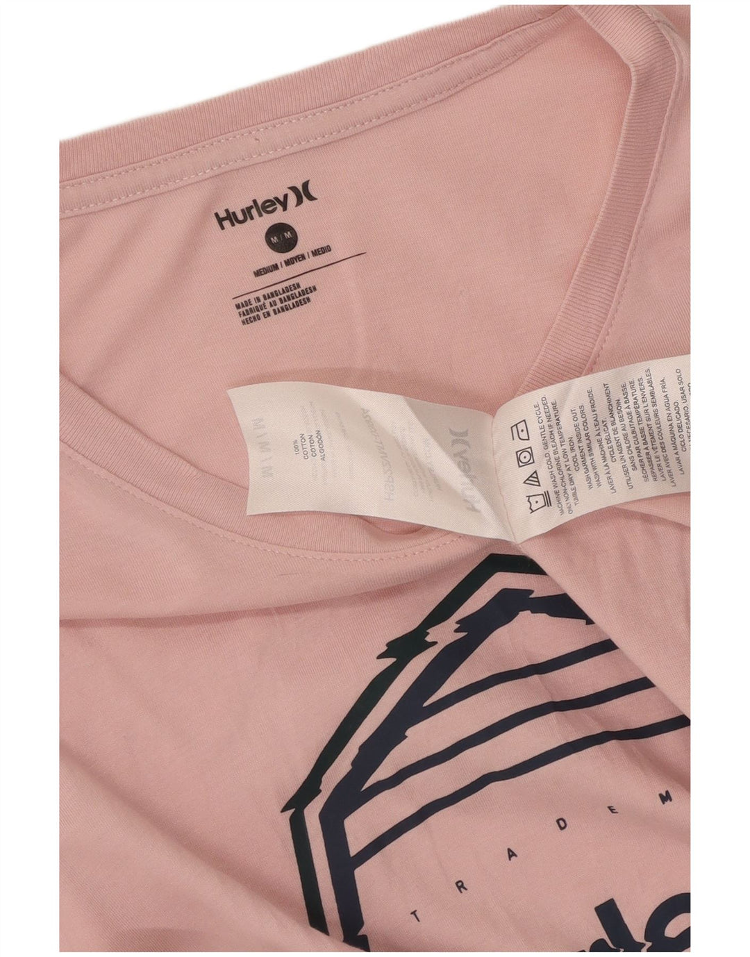 Hurley T-Shirt Graphique Homme Rose Moyen Coton