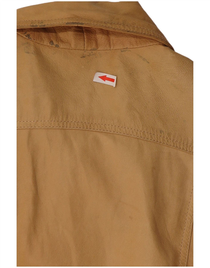 Stefanel Veste en cuir pour femme UK 14 Grand cuir beige