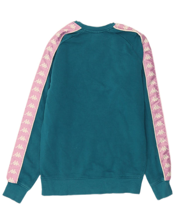 Kappa Mens Graphic Sweatshirt Jumper XS Bleu Colorblock Coton
