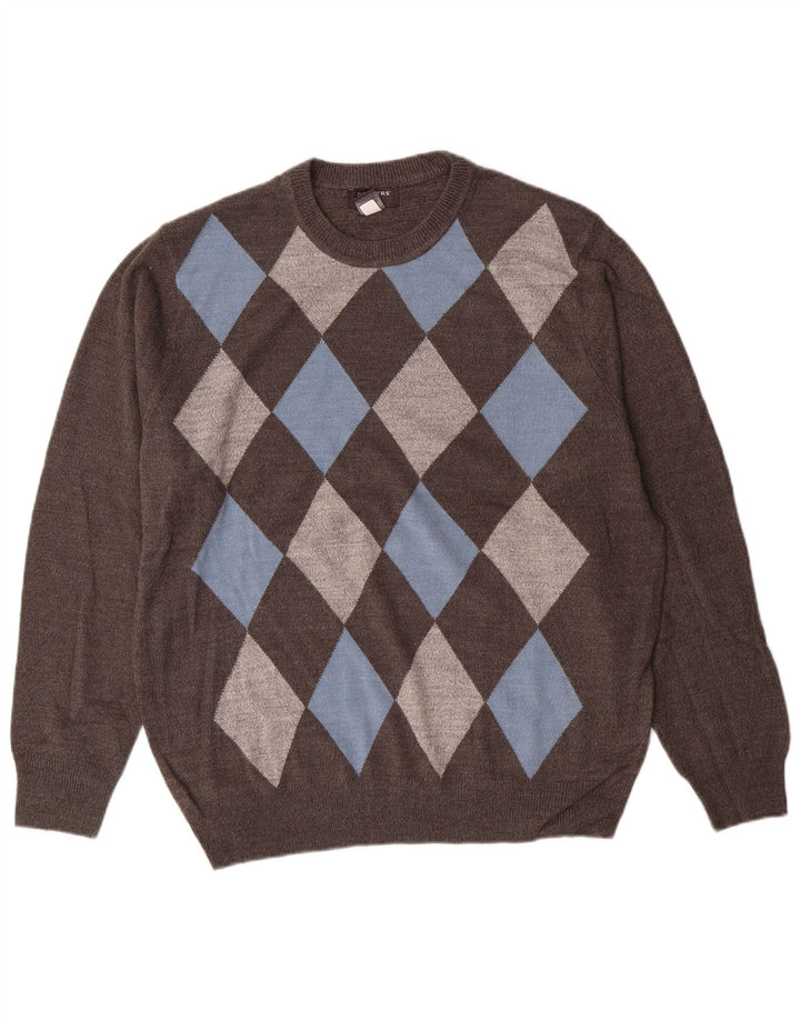 Dockers Pull col rond pour homme, grand, gris, argyle/diamant, acrylique