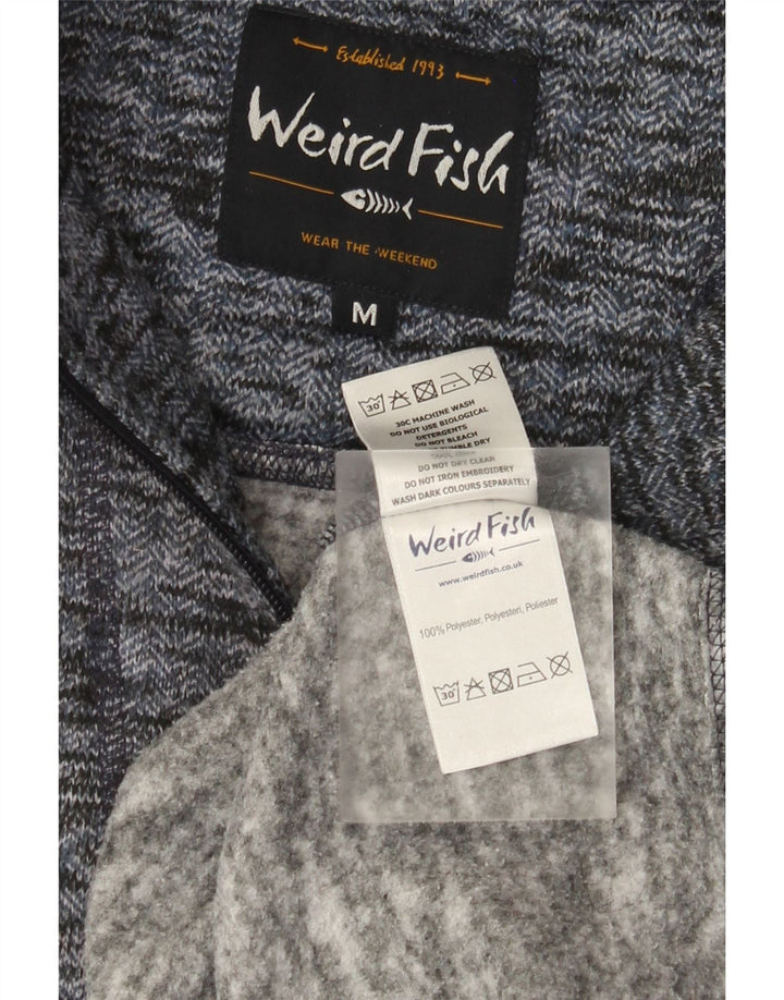 Weird Fish Sweat-shirt col zippé pour homme en polyester moucheté bleu moyen
