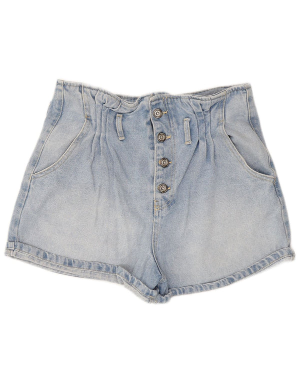 Zara Short en jean taille haute pour femme EU 38 Small W28 Bleu Coton