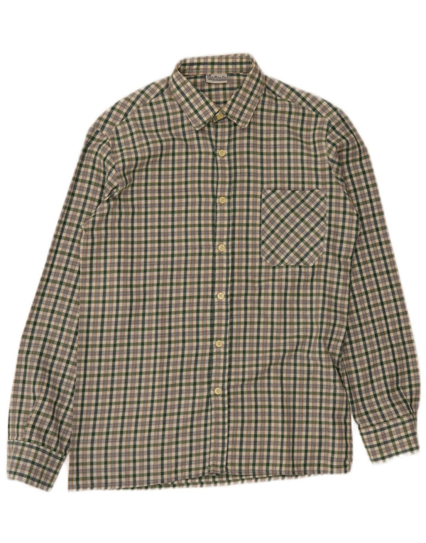 chemise en flanelle vintage pour hommes petit polyester à carreaux verts