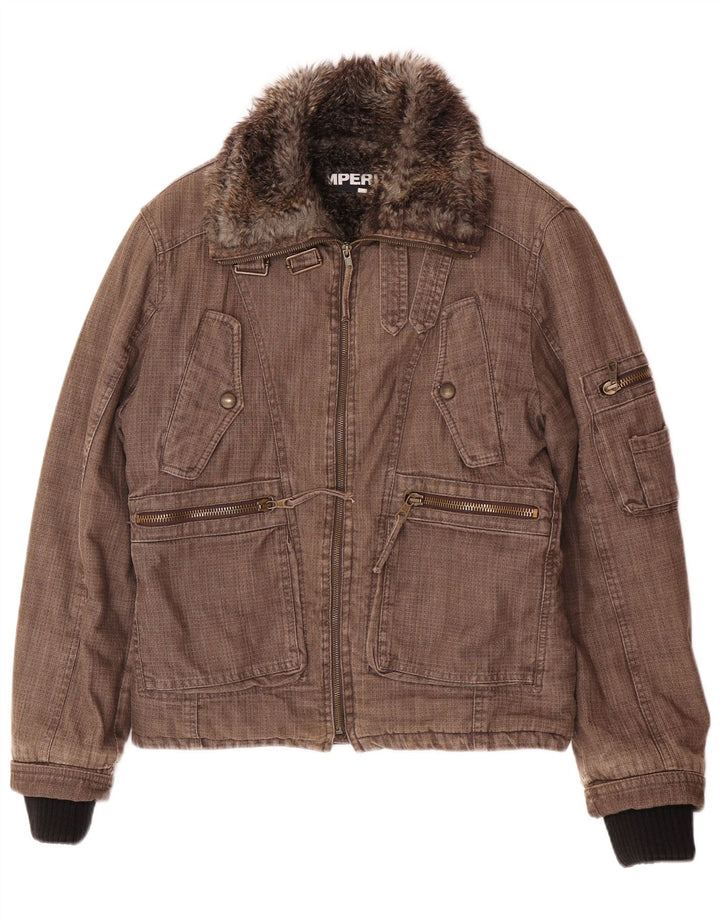 Imperial Mens Bomber Shearling Coupe-vent Veste UK 38 Coton Marron Moyen