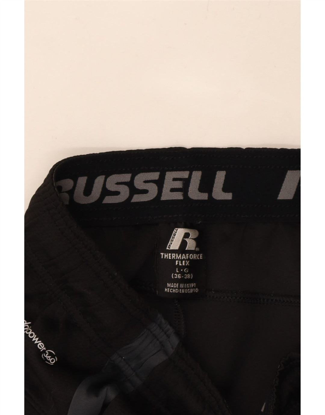 RUSSELL ATHLETIC Mens Dri-Power Tracksuit Trousers Large  Black Vintage Russell Athletic and Second-Hand Russell Athletic from Messina Hembry 