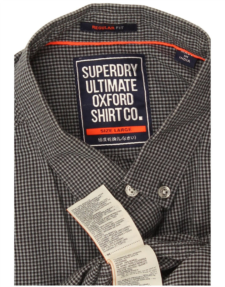 Superdry Chemise Regular Fit Homme Gris Carreaux Coton