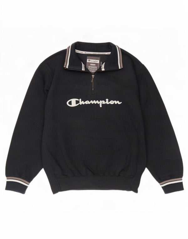 Champion Sweat-shirt graphique à col zippé pour homme, rayé noir moyen